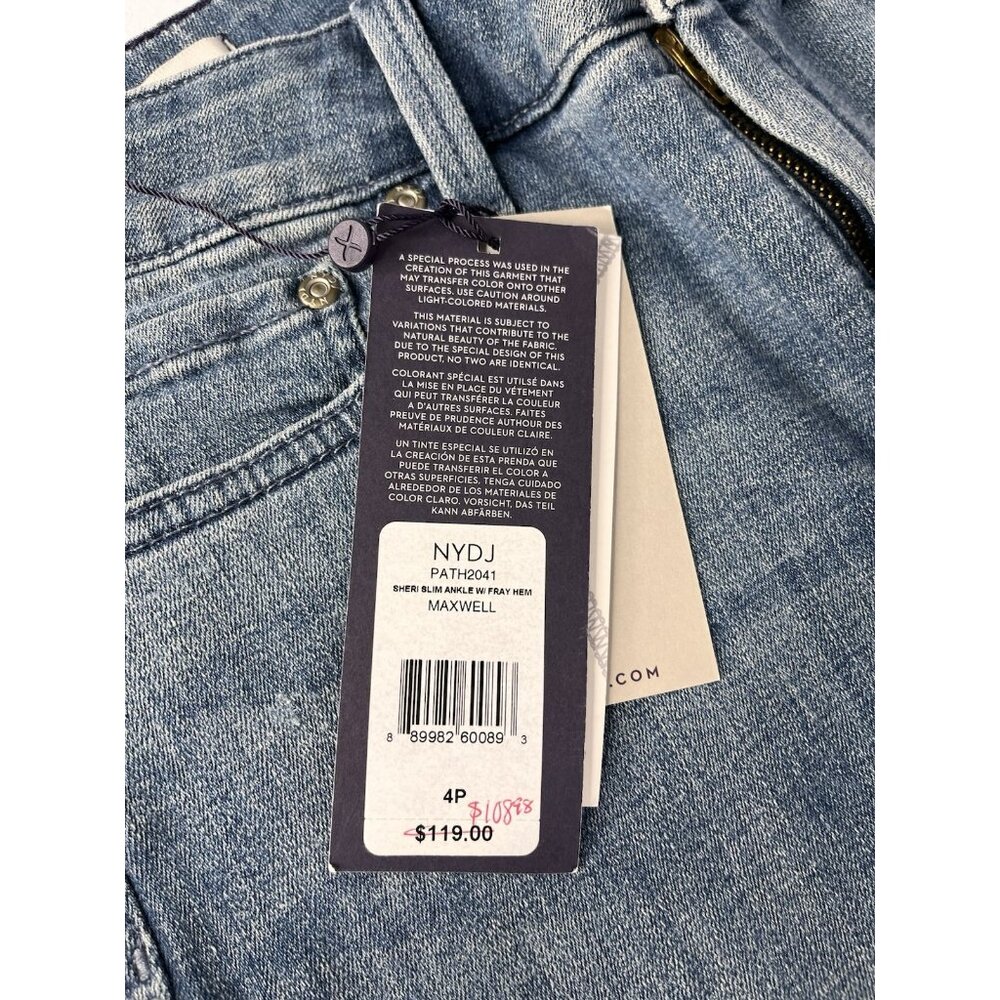 NYDJ Women's Denim Maxwell Wash Sheri Slim Ankle w/Fray NWT 4 Petite - Picture 3 of 6
